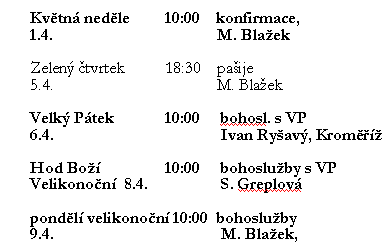 Bohosluby v dob Velikonoc